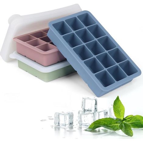 SnelShoppen, 3 piezas, 45 cubitos de hielo, moldes de silicona reutilizables y sin BPA para whisky, cócteles