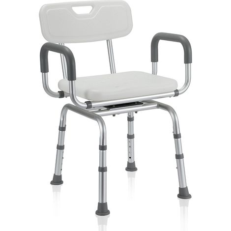 Randaco Duschhocker Badhocker Höhenverstellbar Duschstuhl bis 136kg mit arm und rückenlehne Badsitz 360° Drehbar (1/5)