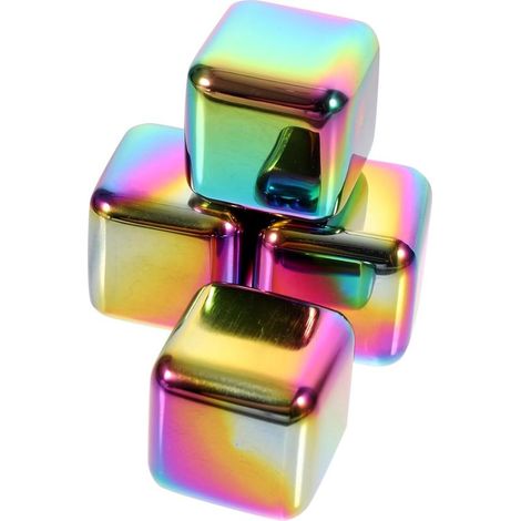 Set di 8 cubetti di ghiaccio + clip per cubetti di ghiaccio in acciaio inossidabile per uso alimentare, cubetti di ghiaccio riutilizzabili (colorati) (1/5)
