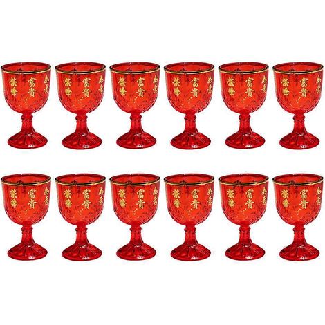12 verres à vin colorés en plastique à pied pour les fêtes (1/5)