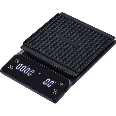báscula digital, capacidad de 3 kg, precisión de 0,1 g, resistente al agua, con temporizador, para cocina y cafetería. (1/5)