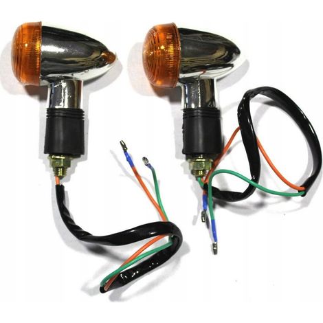 Indicatori di direzione a goccia 12V Lampeggiatori cromati con lampadine Chopper Bobber Cafe Racer (1/5)