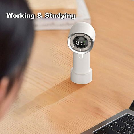 Ventilateur turbo portable, petit ventilateur de bureau/de poche avec 100 vitesses à réglage progressif, rechargeable par USB, pour une utilisation intérieure et extérieure. (1/5)