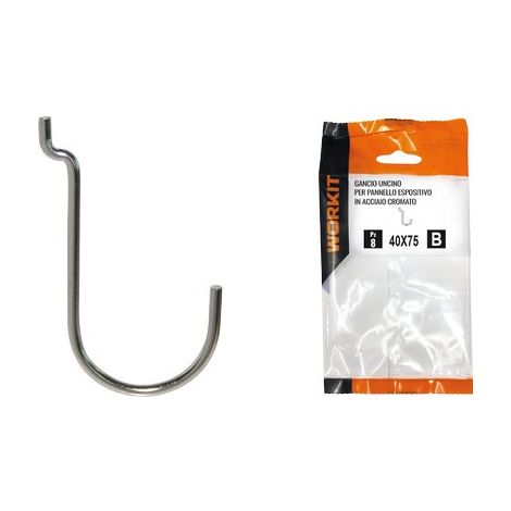 GANCIO UNCINO ACCIAIO SELF WORKIT - X PANNELLO ESPOSITIVO CROM N° 5 MM 40X75 CF=PZ 12- 5 confezioni