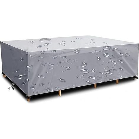 Gartenmöbelabdeckung 160x90x70cm 420D Oxford Silber Rechteckige Gartentischabdeckung Schutzhülle für Gartentische und Gartenmöbel Wasserdicht Winddicht UV-beständig Kältebeständig (1/5)