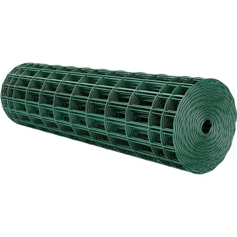 Mophorn Gartenzaun, 1x25 m, Maschenweite 5,08x10,16 cm, φ2,1 mm, verzinkter Stahldraht, geeignet für Rinder, Schweine und Schafe, vinylbeschichteter Weidezaun für Tiergehege und Käfige, grüne Farbe