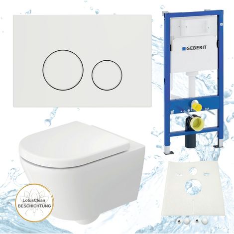 Geberit Vorwandelement Duravit D-Code WC spülrandlos Betätigungsplatte weiß Komplettset (1/5)