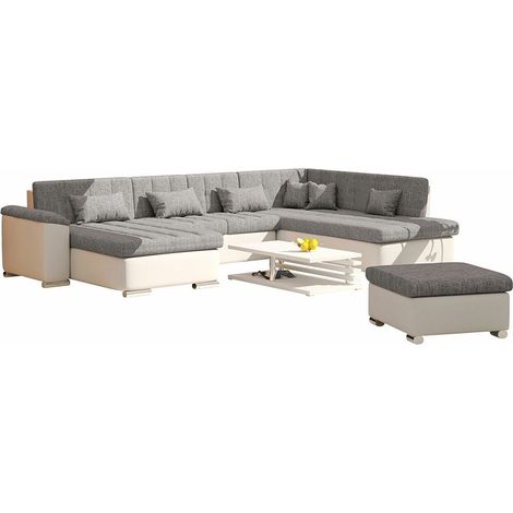 Conjunto de muebles tapizado Comfivo Gemma, Soft 017 + Lawa 05, Función de descanso, 0, Cuero ecológico + Tapiz