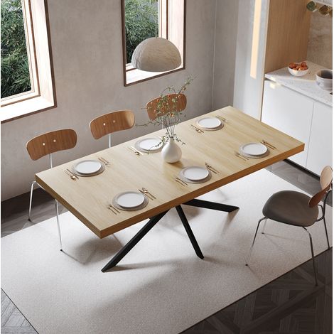 Tavolo da pranzo estensibile 180x80x76 cm in MDF e metallo naturale – MEUBLIV (1/5)