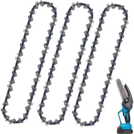 Lot de 3 Chaîne de tronçonneuse 3/8"LP 33 maillons 20.32 cm Faible Rebond Compatible avec Bosch AKE 35 S AKE 35-19 S, Einhell, Husqvarna, Makita, Dolmar, Oregon et autres Bluedeer (1/4)