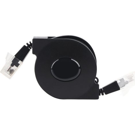 1 câble réseau CAT6 RJ45 rétractable et réglable, noir, longueur 1 mètre (1/5)