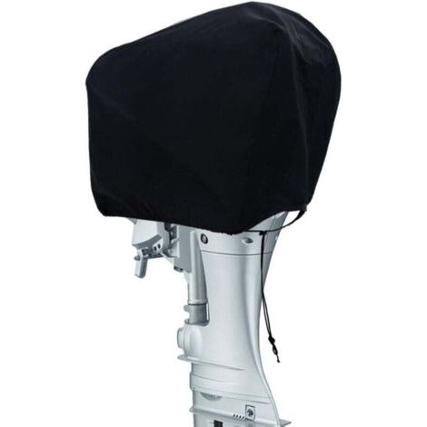 Housse De Moteur Hors-Bord Couverture De Moteur De Bateau Housse De Protection en Tissu Oxford 600D étanche Demi-Couverture De Moteur Hors-Bord pour Moteurs jusqu'à 52 x 27 x 32cm, Noir