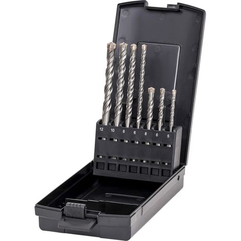 STIER Hammerbohrer Set Premium SDS-plus, 7-teilig, alle gängigen Größen, Anwendungsbereiche Beton & Mauerwerk, rechtsschneidend, 110 und 160 mm Gesamtlänge (1/5)