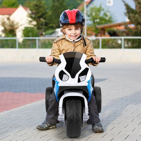 Moto Electrique pour Enfants à 3 Roues avec Phare Lumineux Musiques 6 V / 4Ah 2,5 Km/h pour Garçons et Filles 18-36 Mois Bleu CW8200 Maison Chic (1/2)