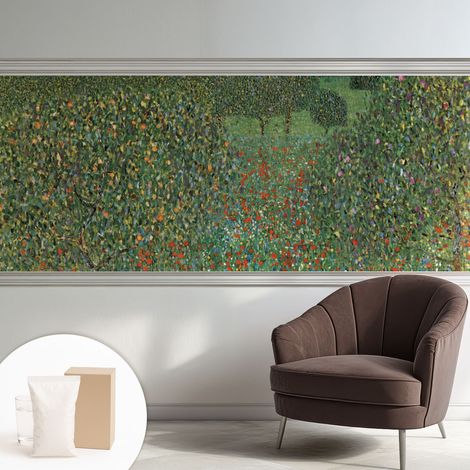 Papier peint intissé mural avec colle pour salon et chambre Décoration murale rapide - Colle incluse gratuite Prairie fleurie 250x104 cm (1/5)