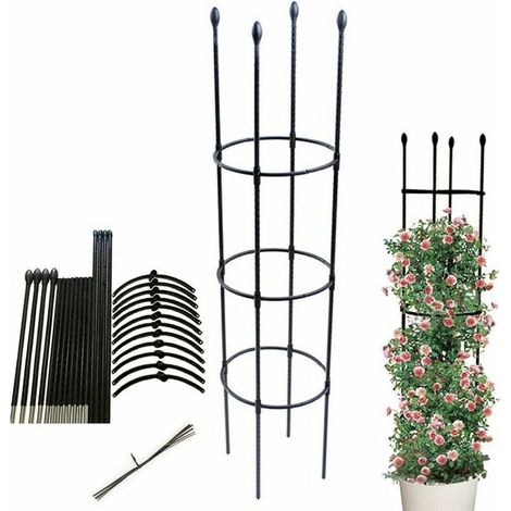 Obélisque de jardin, support de plantes grimpantes, cage à tomates stable, treillis de jardin, cage de culture de légumes, fleurs et fruits grimpants pour le jardin, balcon - hauteur de la plante 133c (1/5)