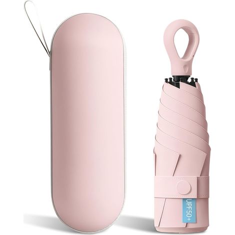 Parapluie compact de voyage : mini capsule 6 baleines, coupe-vent, ultra léger, idéal pour homme/femme, se glisse dans un sac. (1/4)