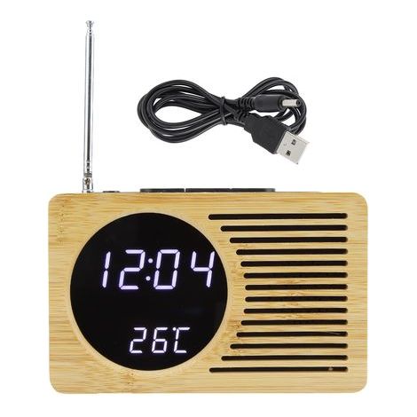 Réveil numérique LED USB polyvalent, thermomètre, affichage de l'heure et de la température, Radio FM (1/5)