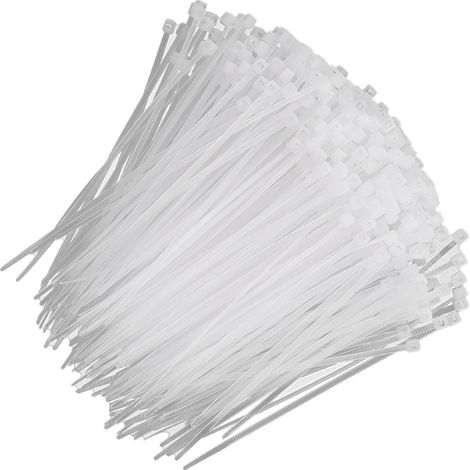 1000 pièces attaches de câbles plastiques auto-bloquantes blanches 100/150mm (lot de 3x100mm) (1/5)