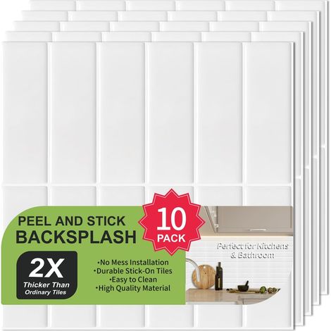 3D Adhesive Pour Cuisine, Extra épais Carrelage Adhesif Mural Cuisine, Vinyle Stickers Salle De Bain, Stickers Carrelage Rectangle Pour Cuisine, Salle De Bain, Buanderie, 30.5x30.5cm (1/5)