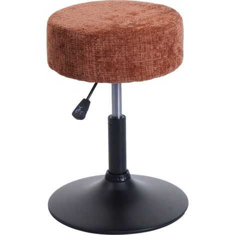 [NEUWERTIG] Hocker HHG-827, Sitzhocker Schminkhocker, höhenverstellbar drehbar Ø 37cm Stoff Chenille (465g/m²) MVG terrakotta