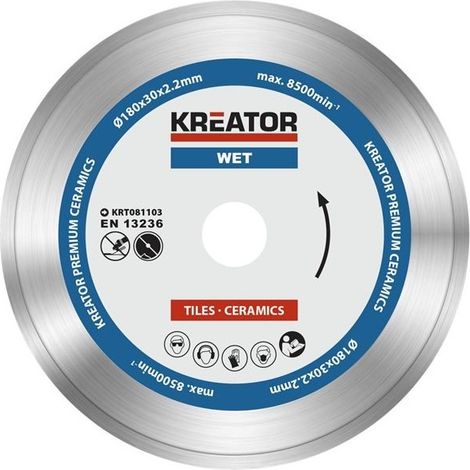 Disque diamant Kreator krt081103 coupe humide 180 mm (1/2)