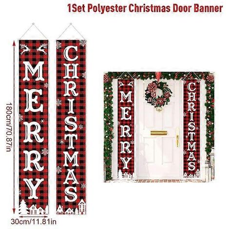 Décoration de porte de Noël, bannière Joyeux Noël, décoration à suspendre pour la maison, ornement de Noël, cadeau de bonne année, joyeux Noël 1 (1/5)