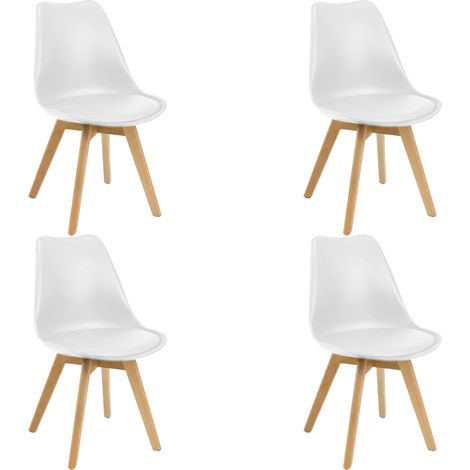 Pack 4 Sillas Nórdic Estilo Nórdico Color Blanco y Roble 83x49x56 cm