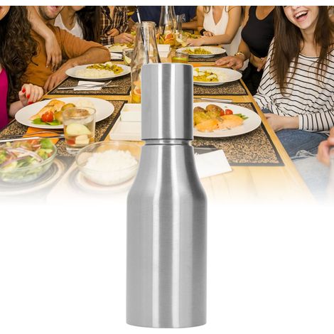 500-ml-Ölflasche im europäischen Stil für Saucen und Essige, aus staubdichtem Edelstahl, Naturfarbe (1/5)