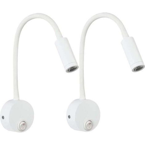 ACKERMAN 2 pièces lampe de lecture murale LED blanc, lampe de bureau et chevet à lumière chaude/blanche, design anti-lumière bleue pour protection des yeux, avec interrupteur (1/4)