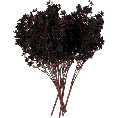 6pcs Fleurs Artificielles de Gypsophile Noires en Plastique et Tissu, Décorations Solide sans Chute pour Vase ou Clôture, Ornement Élégant Maison (1/5)