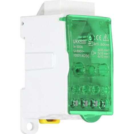 Boîte de jonction unipolaire sur rail DIN UKK500 C45, interrupteur de jonction connectable, 690 V 500 A, verte (1/5)