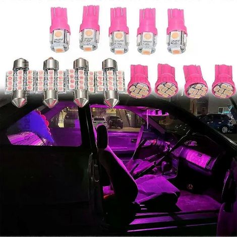 Lampe de lecture pour plaque d'immatriculation, 13 accessoires pour intérieur de voiture, LED rose de remplacement pour plafonniers T10 et navette 31 mm (1/5)