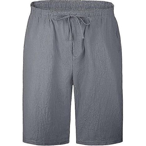Leinenshorts für Herren, aus leichter, lässiger Baumwolle, ideal für Sport, Fitnessstudio und Yoga – Größe 3XL – Schwarz