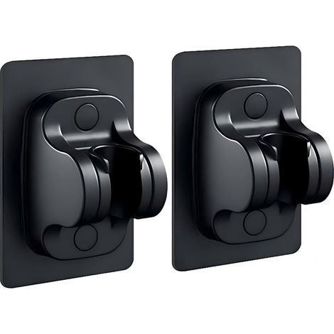 Support de douchette sans perçage, support mural pour pommeau de douche à angle réglable, étanche, adhésif puissant, support de douche universel pour salle de bain (noir 2 pièces) (1/4)