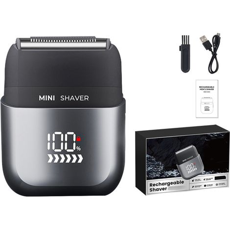 Rasoir électrique à grille pour homme, rasoir de voyage compact avec écran LED, rechargeable et sans fil, tondeuse à barbe et poils du visage (1/3)