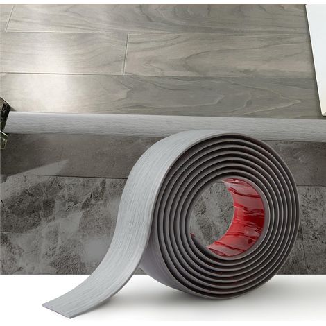 Bande de Seuil Barre de Seuil Auto-adhésive PVC Barres de Transition de Seuil Bande de Transition pour Espaces Entre les Carreaux,Sols en Bois -(4cmx2M) Grain de Bois Gris Clair (1/5)