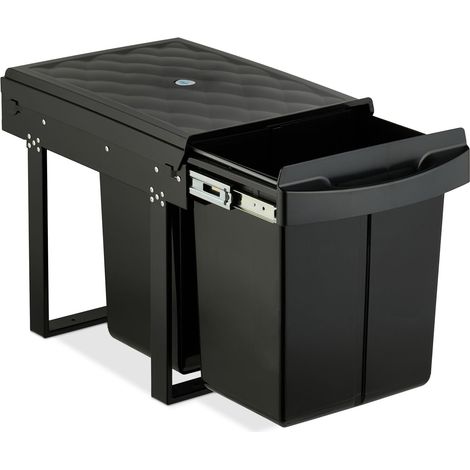 Cubo de basura empotrable práctico cocina guías metálicas 34 x 34 x 51,8 cm de plástico negro 130016695 (1/3)