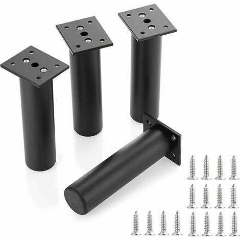 Set di 4 gambe per mobili regolabili Ulisem da 20 mm - Gambe in metallo con viti per divano, armadio, letto - Nere
