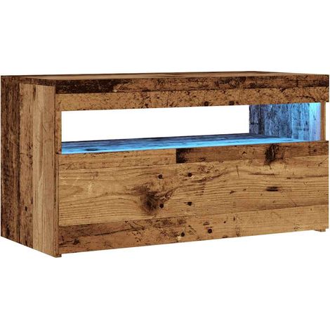 Porta TV multimediale scaffale TV credenza televisione sala da pranzo soggiorno camera da letto con luci LED legno vecchio multistrato marrone 020026841