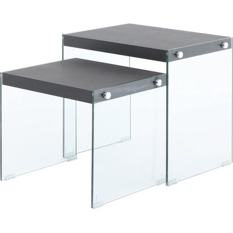 Set di 2 tavolini da salotto Elementary neri in vetro e MDF (1/3)