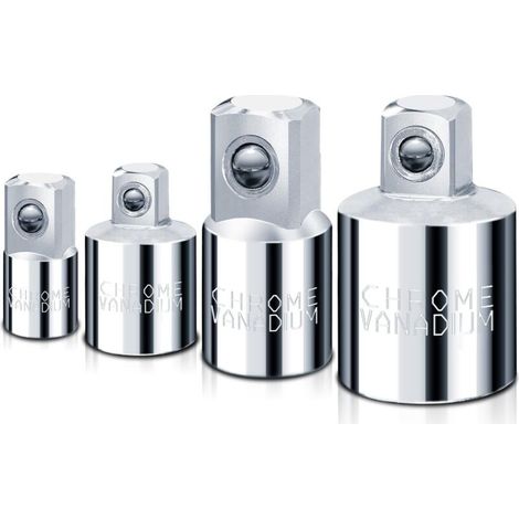Set 4 Adaptateurs et Réducteurs de Douille 1/4 3/8 1/2 Pouces - Acier Chrome Vanadium Poli - Pour Clé à Chocs et Clé à Cliquet SAE (1/4)