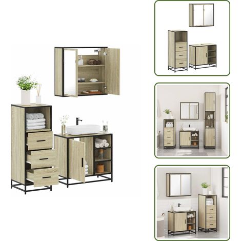 vidaXL Ensemble de meubles de salle de bain 3 pcs chêne sonoma (1/5)