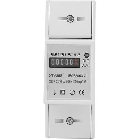 Compteur électrique électronique 220 V monophasé 2 fils 2P sur rail DIN (20(80)A) (1/5)