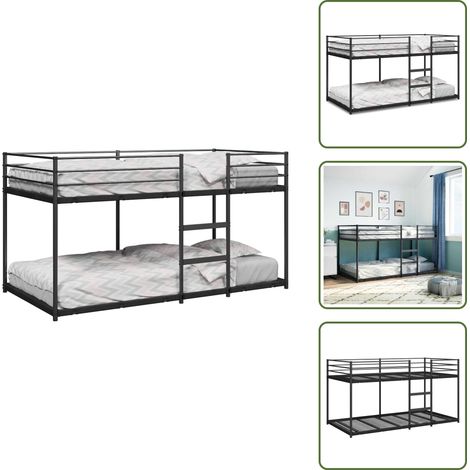 vidaXL Lit superposé sans matelas noir 100x200 cm acier (1/5)