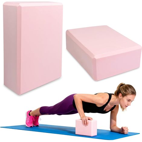 Deux blocs de yoga, de 23 × 15 × 6 cm chacun, en mousse EVA haute densité, améliorent l'équilibre et la flexibilité, et conviennent aux exercices de Pilates. (1/5)
