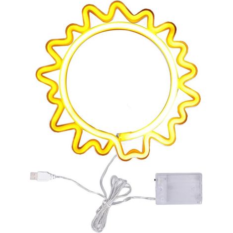 Lampe néon soleil - Éclairage décoratif - Décoration murale - Matériau sûr sans verre - 27 x 27 cm - Blanc