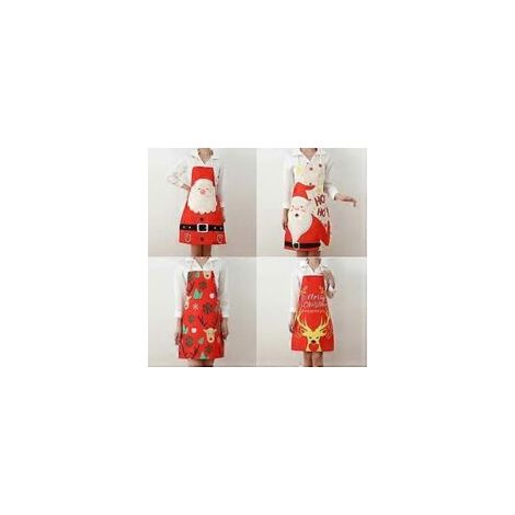Set di 4 grembiuli da cucina natalizi divertenti (71,5 x 57 cm) per uomo e donna. Grembiuli da chef regolabili. Idea regalo originale per pasticceri. - Crezuo