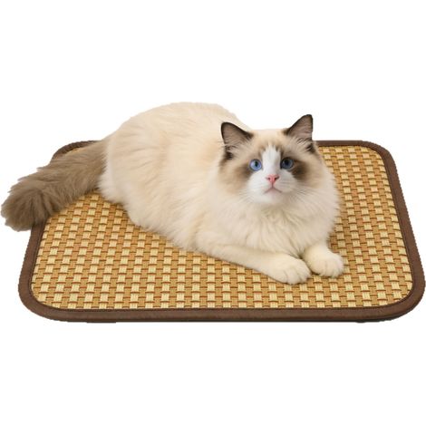 Tapis Rafraîchissant pour Chien et Chat – Coussin d'Été en Rotin Tressé, Lit Glacé Respirant pour Cage, Motif à Carreaux, Taille XS 20x30 cm-lsw (1/2)