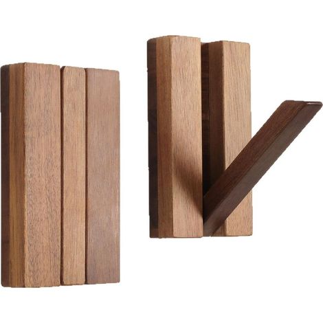 Braune Haken, 2 x 5,5 x 3,1 Zoll, Wandhaken im japanischen Stil, die ohne Bohren für Eingangsbereiche und Haustüren geeignet sind. (1/4)